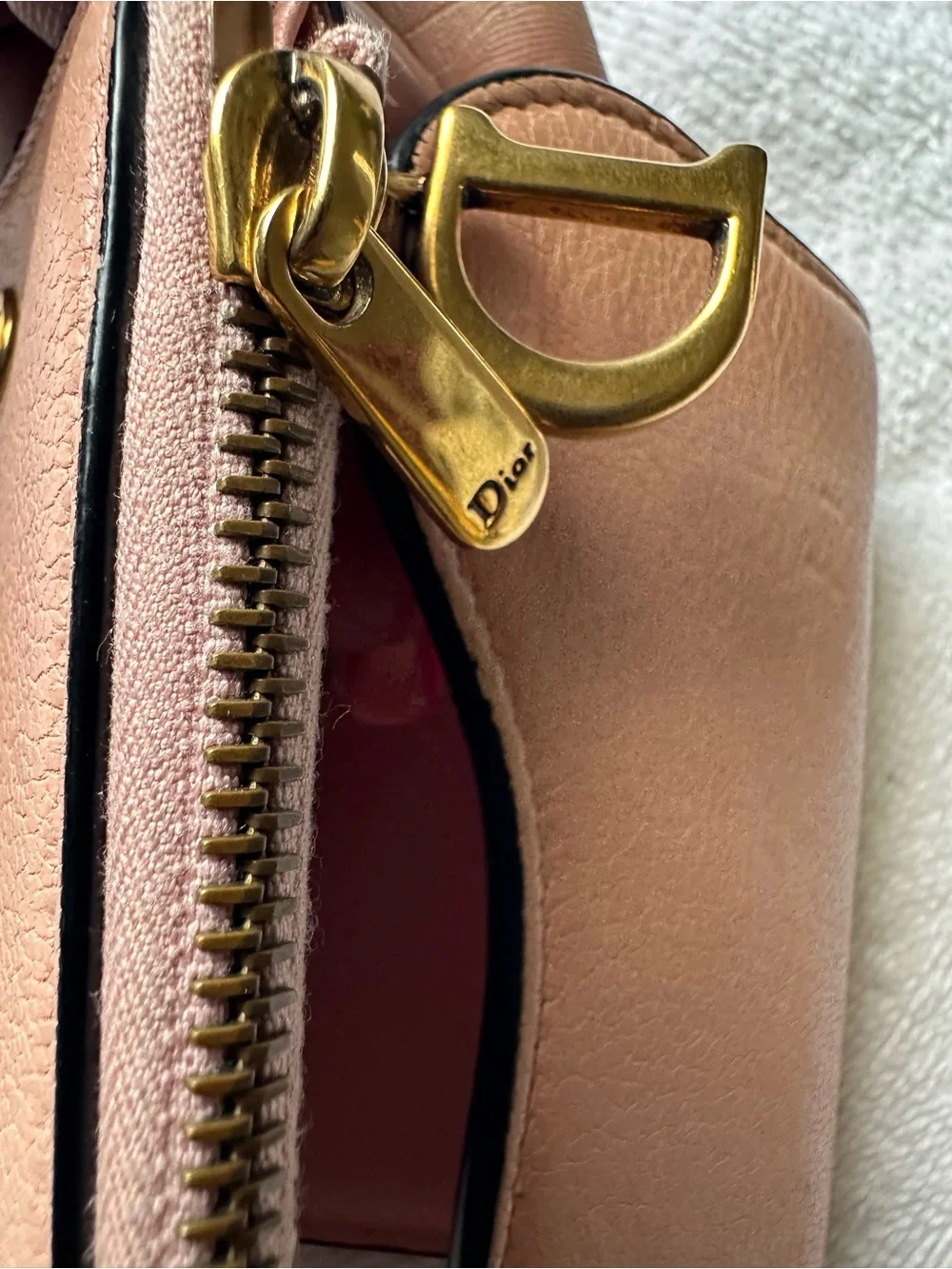 Christian Dior Saddle Compact Wallet Pink Leather